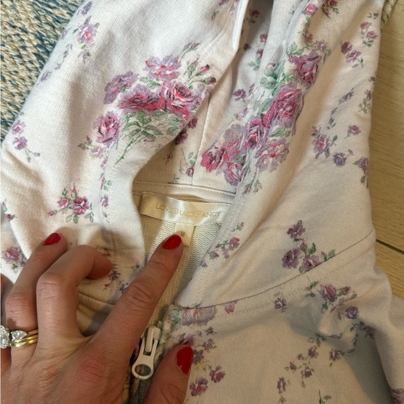 LoveShackFancy Pink Floral Hoodie zip up - Picture 5 of 6